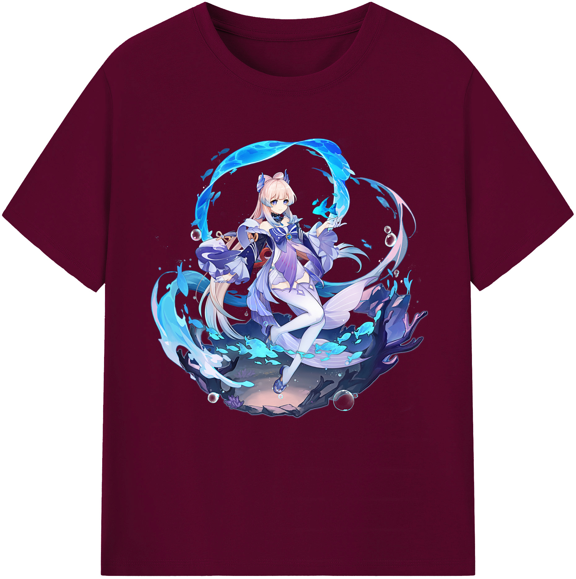 げんし神 珊瑚宮心海 サンゴノミヤ・ココミ genshin Sangonomiya Kokomi レディースカジュアルプリントTシャツ（綿100％）